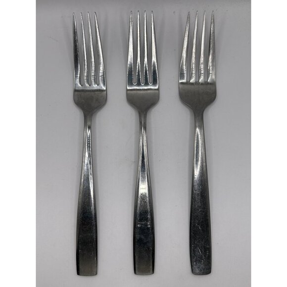 Oneida Silver Continuum Stainless Steel dinner Forks Glossy Flat Tip Set Of 3 Di - Picture 2 of 3